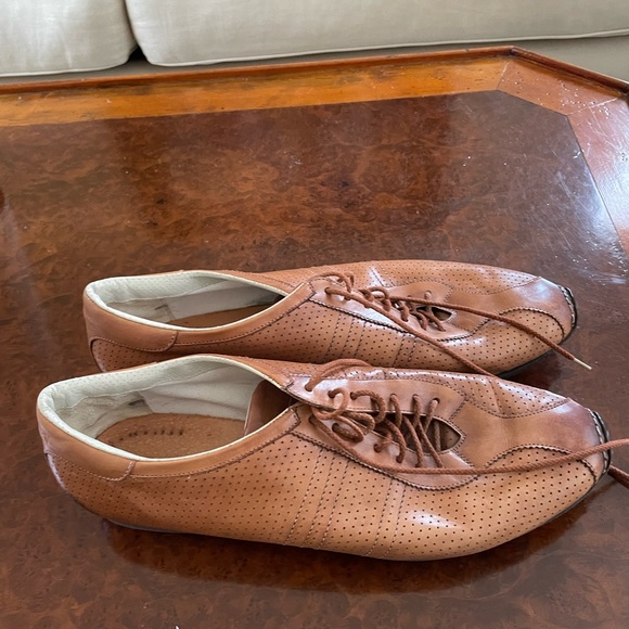 Santoni Made in Italy Perforated Leather Sneakers in Tan Size 13 $695 - Picture 2 of 8